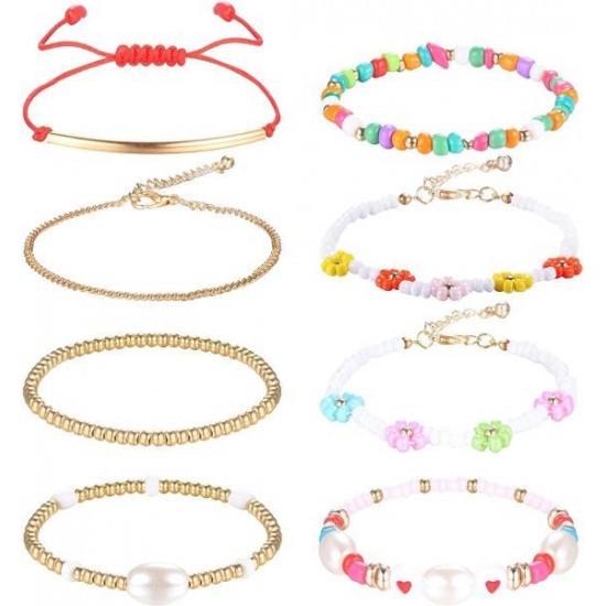 8Pcs Beaded Stretch Y2K Bracelets For Women Handmade Lobster Clasp Beaded Bracelets Pearl Flower Rainbow Elastic Adjustment Bracelet Beach Summer VSCO Bracelet Set 8Pcs Beaded Stretch Y2K Bracelets For Women Handmade Lobster Clasp Beaded Bracelets Pearl Flower Rainbow Elastic Adjustment Bracelet Beach Summer VSCO Bracelet Set